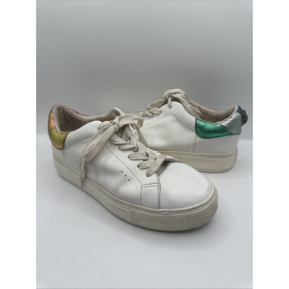 Kurt Geiger Designer White & Rainbow Sneakers Tennis Shoes 38.5 EUC